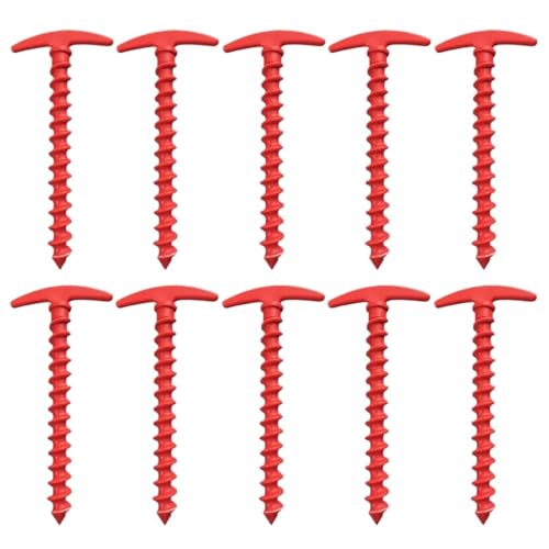 GDHKDDFL Zeltpflöcke mit Haken 10Pcs Outdoor Camping Zelt Heringe Boden Nägel Schraube Anker Stakes Pegs Wandern Zelt Heringe Garten Boden Nagel Pins Zubehör(Red) von GDHKDDFL