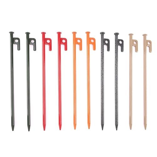 GDHKDDFL Zeltpflöcke mit Haken 4 Stück Outdoor Camping Bodennagel Verdickter und verlängerter winddichter Fester Nagel Baldachin Strand Großes Zelt Camping Stahl(Mix,40cm) von GDHKDDFL