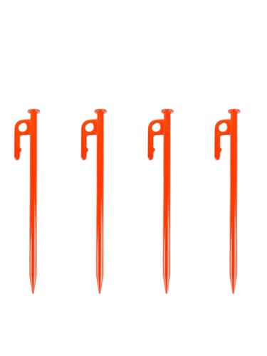 GDHKDDFL Zeltpflöcke mit Haken 4 Stück Outdoor Camping Bodennagel Verdickter und verlängerter winddichter Fester Nagel Baldachin Strand Großes Zelt Camping Stahl(Orange,40cm) von GDHKDDFL