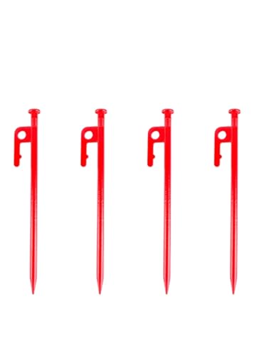 GDHKDDFL Zeltpflöcke mit Haken 4 Stück Outdoor Camping Bodennagel Verdickter und verlängerter winddichter Fester Nagel Baldachin Strand Großes Zelt Camping Stahl(Red,40cm) von GDHKDDFL