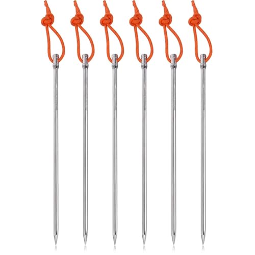 GDHKDDFL Zeltpflöcke mit Haken 6 Stück/8 Stück Zeltheringe aus Titanlegierung, hochfeste Pfähle, Nägel, Outdoor-Campingausrüstung, Harte Kies-Bodenstifte, 200 mm(8pcs) von GDHKDDFL