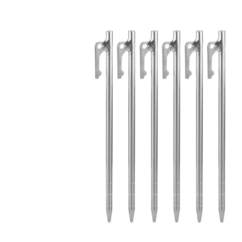 GDHKDDFL Zeltpflöcke mit Haken 6Pcs Titan Legierung Heavy Duty Zelt Heringe Outdoor Camping Zelt Stakes Robust Baldachin Nägel Boden Pins(20cm 6pcs) von GDHKDDFL