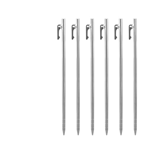 GDHKDDFL Zeltpflöcke mit Haken 6Pcs Titan Legierung Heavy Duty Zelt Heringe Outdoor Camping Zelt Stakes Robust Baldachin Nägel Boden Pins(30cm 6pcs) von GDHKDDFL