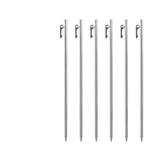 GDHKDDFL Zeltpflöcke mit Haken 6Pcs Titan Legierung Heavy Duty Zelt Heringe Outdoor Camping Zelt Stakes Robust Baldachin Nägel Boden Pins(35cm 6pcs) von GDHKDDFL