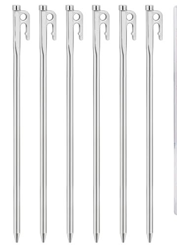 GDHKDDFL Zeltpflöcke mit Haken Robuste Zeltheringe aus Stahl mit Haken- und Lochdesign for Outdoor-Rucksacktouren und Campingzeltüberdachungen(26cm) von GDHKDDFL