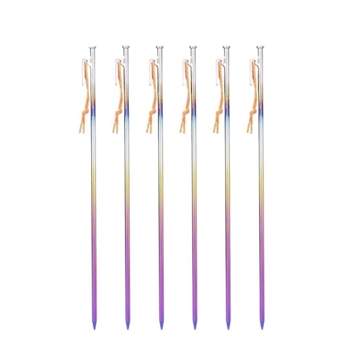 GDHKDDFL Zeltpflöcke mit Haken Zeltheringe, Hochleistungs-Zelthering aus Titanlegierung, Ultraleicht, Winddicht, for Camping(35CM 6PCS) von GDHKDDFL