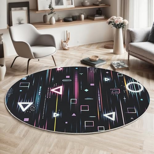 GDJSMIN Abstraktes Design Teppich Rund 140Cm,Waschbare Teppiche,Geometrische Dreiecksformen Runder Teppiche,rutschfest Carpet,Bedruckter Teppich Schlafzimmer Kinderzimmer, Rosa GDJSMIN Abstraktes Design Teppich Rund 140Cm,Waschbare Teppiche,Geometrische Dreiecksformen Runder Teppiche,rutschfest Carpet,Bedruckter Teppich Schlafzimmer Kinderzimmer, Rosa von GDJSMIN