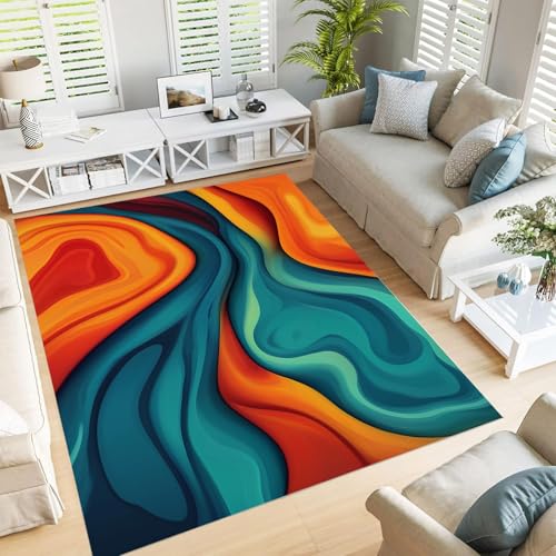 GDJSMIN Abstraktes Kunstdesign Teppich - Rutschfester Waschbarer Ultraweicher Marmortextur Niedriger Flor Flächenteppich Für Wohnzimmer, Schlafzimmer, Kinderzimmer - 120×180Cm,Leuchtendes Orange GDJSMIN Abstraktes Kunstdesign Teppich - Rutschfester Waschbarer Ultraweicher Marmortextur Niedriger Flor Flächenteppich Für Wohnzimmer, Schlafzimmer, Kinderzimmer - 120×180Cm,Leuchtendes Orange von GDJSMIN
