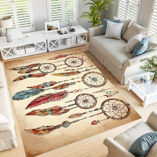 GDJSMIN Bohemian Style Teppich - Braun Rutschfester Waschbarer Ultraweicher Traumfänger Bilder Niedriger Flor Flächenteppich Für Wohnzimmer Schlafzimmer Kinderzimmer - 90×150Cm GDJSMIN Bohemian Style Teppich - Braun Rutschfester Waschbarer Ultraweicher Traumfänger Bilder Niedriger Flor Flächenteppich Für Wohnzimmer Schlafzimmer Kinderzimmer - 90×150Cm von GDJSMIN