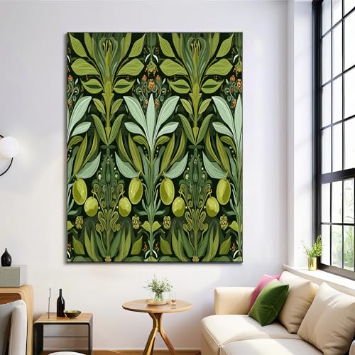 GDJSMIN Leinwand Bilder, Künstlerischer Stil Wandbilder, Klassisch Wand Deko Wohnzimmer Schlafzimmer Badezimmer Küche, Zimmer Deko Aesthetic, Olivenblattmuster, 70×100 cm GDJSMIN Leinwand Bilder, Künstlerischer Stil Wandbilder, Klassisch Wand Deko Wohnzimmer Schlafzimmer Badezimmer Küche, Zimmer Deko Aesthetic, Olivenblattmuster, 70×100 cm von GDJSMIN