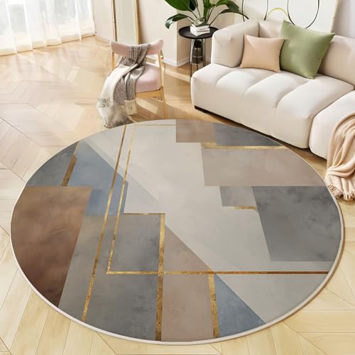 GDJSMIN Moderne Abstrakte Themen Maschinenwaschbarer Runder Teppich–Weich Pflegeleicht Mit Geometrische Formen Print-Muster, Anti-Rutsch Teppich Für Wohnzimmer Und Küche,160Cm,Grau GDJSMIN Moderne Abstrakte Themen Maschinenwaschbarer Runder Teppich–Weich Pflegeleicht Mit Geometrische Formen Print-Muster, Anti-Rutsch Teppich Für Wohnzimmer Und Küche,160Cm,Grau von GDJSMIN
