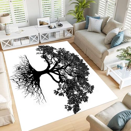 GDJSMIN Pflanzenbaumzeichnung Teppich,90×150Cm, Wohnzimmerteppich Eichenbaumsilhouette Schlafzimmerteppich Waschbarerteppich Rutschfester Teppich Für Küche,Flur Esszimmer,Ruß GDJSMIN Pflanzenbaumzeichnung Teppich,90×150Cm, Wohnzimmerteppich Eichenbaumsilhouette Schlafzimmerteppich Waschbarerteppich Rutschfester Teppich Für Küche,Flur Esszimmer,Ruß von GDJSMIN
