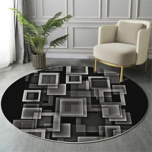 GDJSMIN Rund Teppich Grau Waschbarer Wohnzimmer Abstraktes Design Sofa Teppich Kurzflor Couchtischmatte,Geometrische Quadrate Rutschfester Carpet Für Schlafzimmer,80Cm GDJSMIN Rund Teppich Grau Waschbarer Wohnzimmer Abstraktes Design Sofa Teppich Kurzflor Couchtischmatte,Geometrische Quadrate Rutschfester Carpet Für Schlafzimmer,80Cm von GDJSMIN