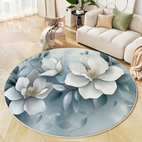GDJSMIN Teppich Rund 100Cm Teppich Wohnzimmer Weiße Blumen Blätter Teppiche Hellblau Kurzflor Teppiche Schlafzimmer Für Wohnzimmer Kinderzimmer Schlafzimmer GDJSMIN Teppich Rund 100Cm Teppich Wohnzimmer Weiße Blumen Blätter Teppiche Hellblau Kurzflor Teppiche Schlafzimmer Für Wohnzimmer Kinderzimmer Schlafzimmer von GDJSMIN