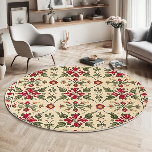 GDJSMIN Teppich Rund 120Cm Teppich Wohnzimmer Blumen Blättermuster Teppiche Creme Kurzflor Teppiche Schlafzimmer Für Wohnzimmer Kinderzimmer Schlafzimmer GDJSMIN Teppich Rund 120Cm Teppich Wohnzimmer Blumen Blättermuster Teppiche Creme Kurzflor Teppiche Schlafzimmer Für Wohnzimmer Kinderzimmer Schlafzimmer von GDJSMIN