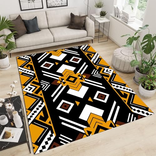 GDJSMIN Teppich Supersoft Kurzflor-Teppich Traditionelle Stammesmuster, Geometrische Formen waschbar für Wohnzimmer Schlafzimmer Jugendzimmer Senfgelb 160×230cm GDJSMIN Teppich Supersoft Kurzflor-Teppich Traditionelle Stammesmuster, Geometrische Formen waschbar für Wohnzimmer Schlafzimmer Jugendzimmer Senfgelb 160×230cm von GDJSMIN