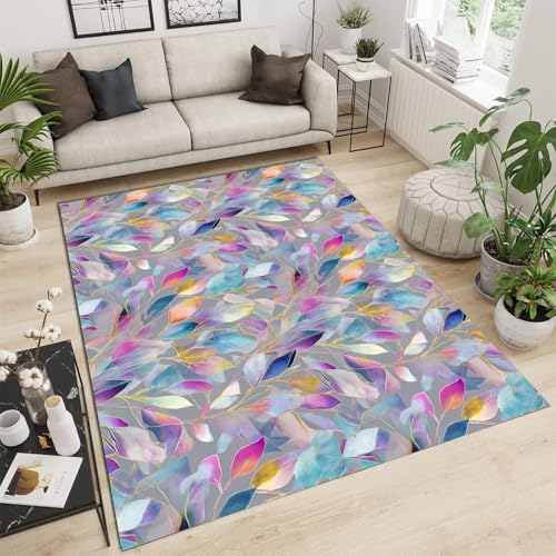 GDJSMIN Teppich Wohnzimmer180×270cm,Himmelblau Botanischer Kunststil, Kurzflor Wohnzimmerteppich, Aquarellblätter Waschbar rutschfest Carpet für Schlafzimmer GDJSMIN Teppich Wohnzimmer180×270cm,Himmelblau Botanischer Kunststil, Kurzflor Wohnzimmerteppich, Aquarellblätter Waschbar rutschfest Carpet für Schlafzimmer von GDJSMIN