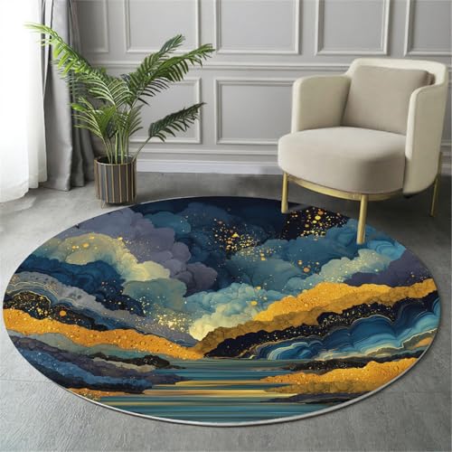 GDJSMIN Waschbarer Teppich Rund 140Cm Dunkle Himmel Teppiche Schlafzimmer - Waschbarer Kurzflor-Runder Teppich Mit Rutschfester Unterseite Für Esszimmer & Sund Kinderzimmer Dunkelblau GDJSMIN Waschbarer Teppich Rund 140Cm Dunkle Himmel Teppiche Schlafzimmer - Waschbarer Kurzflor-Runder Teppich Mit Rutschfester Unterseite Für Esszimmer & Sund Kinderzimmer Dunkelblau von GDJSMIN