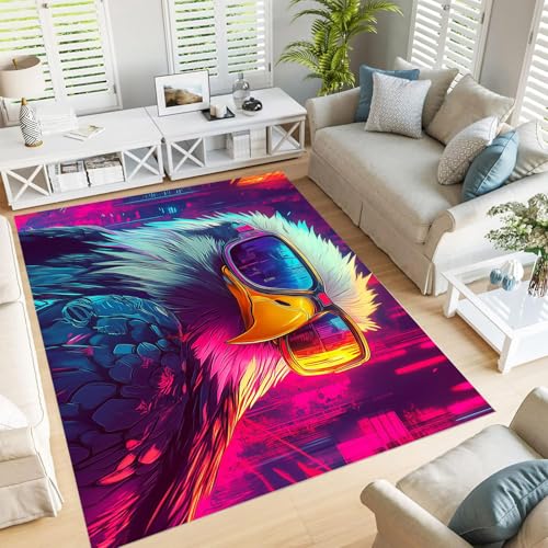 GDJSMIN Waschbarer Teppich Wohnzimmer,Cyberpunk-Stil Teppich Schlafzimmer Kurzflor,Cartoon-Adler-Illustration Groß Teppiche rutschfest Weiche Für Badezimmer Esszimmer Flur,150×210Cm,Lila GDJSMIN Waschbarer Teppich Wohnzimmer,Cyberpunk-Stil Teppich Schlafzimmer Kurzflor,Cartoon-Adler-Illustration Groß Teppiche rutschfest Weiche Für Badezimmer Esszimmer Flur,150×210Cm,Lila von GDJSMIN