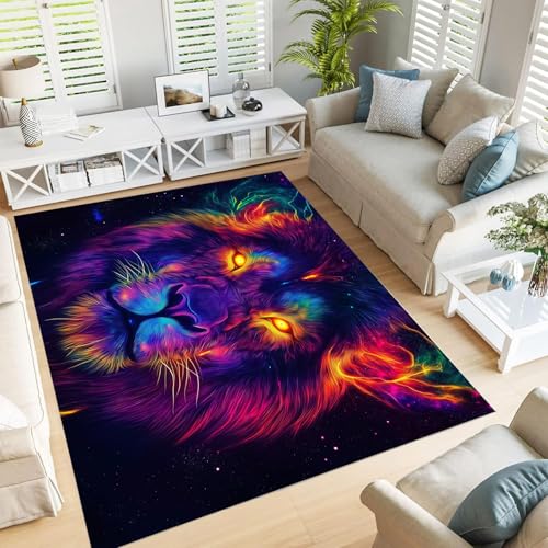 GDJSMIN Waschbarer Teppich Wohnzimmer,Fantasy-Tierillustration Teppich Schlafzimmer Kurzflor,Wildes Löwengesicht Groß Teppiche rutschfest Weiche Für Badezimmer Esszimmer Flur,240×300Cm,Orange Farbe GDJSMIN Waschbarer Teppich Wohnzimmer,Fantasy-Tierillustration Teppich Schlafzimmer Kurzflor,Wildes Löwengesicht Groß Teppiche rutschfest Weiche Für Badezimmer Esszimmer Flur,240×300Cm,Orange Farbe von GDJSMIN