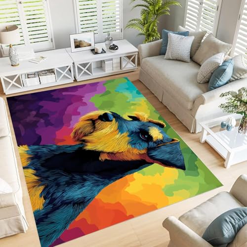 GDJSMIN Waschbarer Teppich Wohnzimmer,Ölgemälde Tiere Teppich Schlafzimmer Kurzflor,Airedale Terrier Portrait Groß Teppiche rutschfest Weiche Für Badezimmer Esszimmer Flur,160×230Cm,Lila GDJSMIN Waschbarer Teppich Wohnzimmer,Ölgemälde Tiere Teppich Schlafzimmer Kurzflor,Airedale Terrier Portrait Groß Teppiche rutschfest Weiche Für Badezimmer Esszimmer Flur,160×230Cm,Lila von GDJSMIN