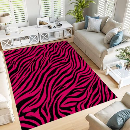 GDJSMIN Wildtiertexturen Teppich Wohnzimmer 240×300Cm Teppich Zebramuster Schlafzimmer Kurzflor Waschbarer Teppiche Für Kinderzimmer Wohnzimmer,Leuchtendes Pink GDJSMIN Wildtiertexturen Teppich Wohnzimmer 240×300Cm Teppich Zebramuster Schlafzimmer Kurzflor Waschbarer Teppiche Für Kinderzimmer Wohnzimmer,Leuchtendes Pink von GDJSMIN