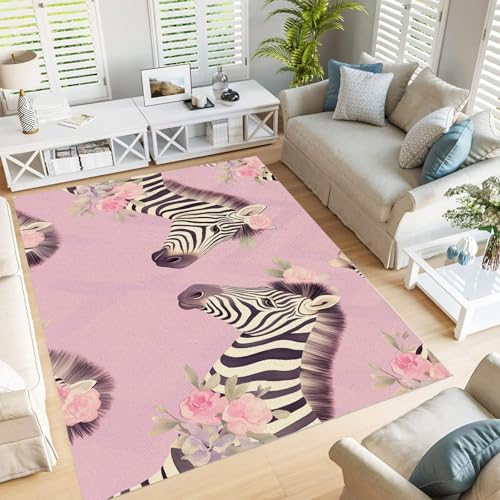 Tierisches Zebramuster 3D Gedruckter Teppich Rosen- Und Grünes Blattdesign Wohnzimmer Schlafzimmer Anti Rutsch Carpet Kinder Mädchen Jungen Zimmer Spielen Krabbeln Fußmatten (240×300Cm, Hellviolett) Tierisches Zebramuster 3D Gedruckter Teppich Rosen- Und Grünes Blattdesign Wohnzimmer Schlafzimmer Anti Rutsch Carpet Kinder Mädchen Jungen Zimmer Spielen Krabbeln Fußmatten (240×300Cm, Hellviolett) von GDJSMIN