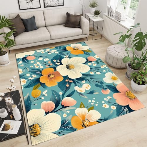 Türkis Waschbarer Teppich Vintage Blumenmuster 200×300Cm Handgemalte Blumen Blätter Rugs For Living Room Weich Rutschfest Groß Tepich Kurzflor Schlafzimmer Carpet Esszimmer Bedroom Teppiche Büro Türkis Waschbarer Teppich Vintage Blumenmuster 200×300Cm Handgemalte Blumen Blätter Rugs For Living Room Weich Rutschfest Groß Tepich Kurzflor Schlafzimmer Carpet Esszimmer Bedroom Teppiche Büro von GDJSMIN