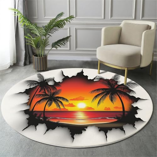 Waschbarer Teppich Rund 100Cm Realistisches Papierloch-Design Teppiche Schlafzimmer - Waschbarer Kurzflor-Runder Teppich Mit Rutschfester Unterseite Für Esszimmer & Sund Kinderzimmer Terrakotta von GDJSMIN