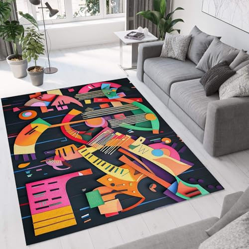 Waschbarer Teppich Wohnzimmer,Abstrakte Formen Teppich Schlafzimmer Kurzflor,Geometrische Musikinstrumentengrafiken Groß Teppiche Rutschfest Weiche Für Badezimmer Esszimmer Flur,240×300Cm,Orange Waschbarer Teppich Wohnzimmer,Abstrakte Formen Teppich Schlafzimmer Kurzflor,Geometrische Musikinstrumentengrafiken Groß Teppiche Rutschfest Weiche Für Badezimmer Esszimmer Flur,240×300Cm,Orange von GDJSMIN