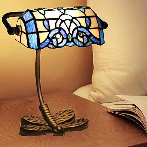 GDLight Barock Bankers Lampe Tiffany Stil Buntglas Nachtlichter Eisen Libelle Basis Tischlampe für Kinder Schlafzimmer Wohnzimmer Cafe Bar, W8 H10,Blau GDLight Barock Bankers Lampe Tiffany Stil Buntglas Nachtlichter Eisen Libelle Basis Tischlampe für Kinder Schlafzimmer Wohnzimmer Cafe Bar, W8 H10,Blau von GDLight