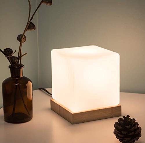 GDLight Original Holz LED Tischlampe Kreative Cube Glas EIS Nachtlicht Nachttischlampe für Schlafzimmer Wohnzimmer Dekoration von GDLight