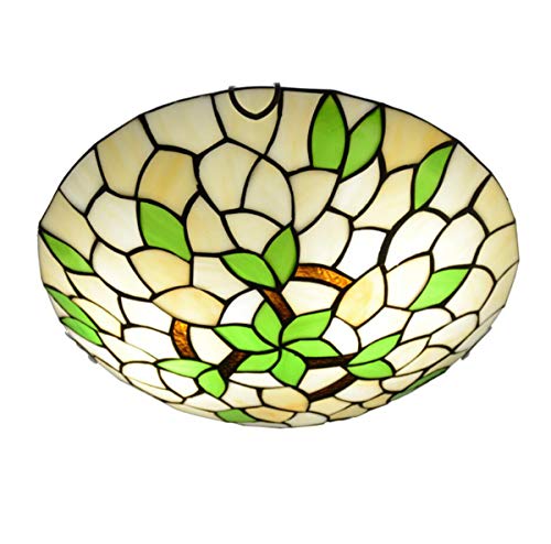 GDLight Tiffany Stil Deckenleuchte Minimalismus Pastoralen Blätter Glasmalerei Deckenleuchte Leuchte für Schlafzimmer Wohnzimmer Esszimmer (Keine Birne),50CM(24W) von GDLight