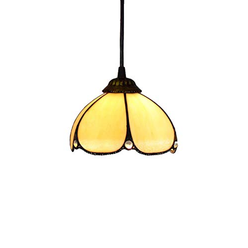 GDLight Tiffany-Stil Mittelmeer-Multi-Kopf Leuchter-handgemachtes Gelb-Buntglas-hängende Lichter Weinlese-einfache Pendelleuchte für Esszimmer Schlafzimmer Wohnzimmer Flur,20cm von GDLight