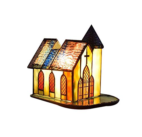 GDLight Tiffany Stil Tischlampe American Village Kleines Haus Form Nachttischlampe Glasmalerei Nachtlicht für Schlafzimmer Wohnzimmer Kaffee, E14 GDLight Tiffany Stil Tischlampe American Village Kleines Haus Form Nachttischlampe Glasmalerei Nachtlicht für Schlafzimmer Wohnzimmer Kaffee, E14 von GDLight