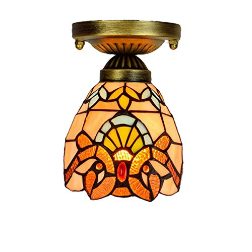Vintage barocke Deckenleuchte Tiffany-Stil Mittelmeer Handgefertigte Glasmalerei Multi-Light Deckenleuchten für Esszimmer Wohnzimmer Schlafzimmer Flur,15cm von GDLight