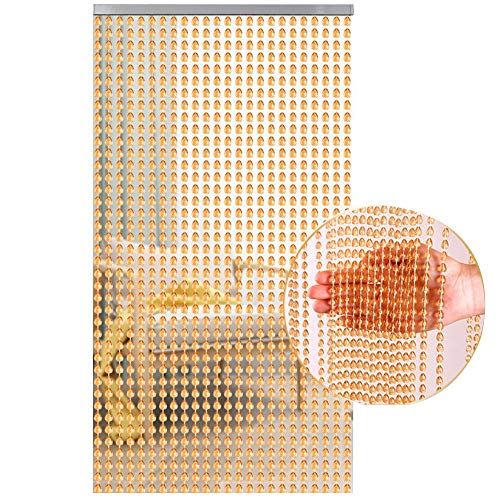 GDMING Perlenvorhang Tür-Fadenvorhänge Raumteiler Zum Türöffnung Zuhause Dekoration Fenster Panel Küche Balkon,Anpassbar (Color : Gold, Size : 120strands-120x200cm) von GDMING- Perlenvorhang Türvorhang