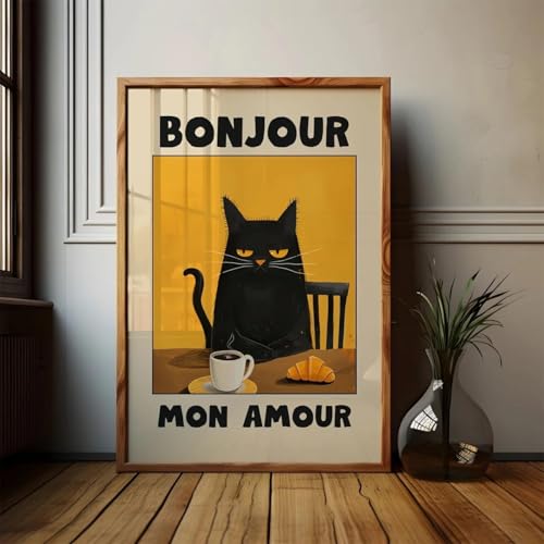 1Pc Schwarze Katze Bonjour Mon Amour Wand Kunst Poster Drucke Leinwand Malerei Wohnzimmer Schlafzimmer Hause Eingang Bar Cafe Dekoration 60X90Cm Kein Rahmen 1Pc Schwarze Katze Bonjour Mon Amour Wand Kunst Poster Drucke Leinwand Malerei Wohnzimmer Schlafzimmer Hause Eingang Bar Cafe Dekoration 60X90Cm Kein Rahmen von GDPOOTREE
