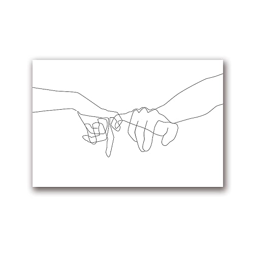 Abstrakte Strichzeichnung Malerei Drucke Schwarz Weiß Hände Kunstwerk Poster Minimalistisch Paar Kunst Bild Wohnkultur 50X70Cm No Frame von GDPOOTREE