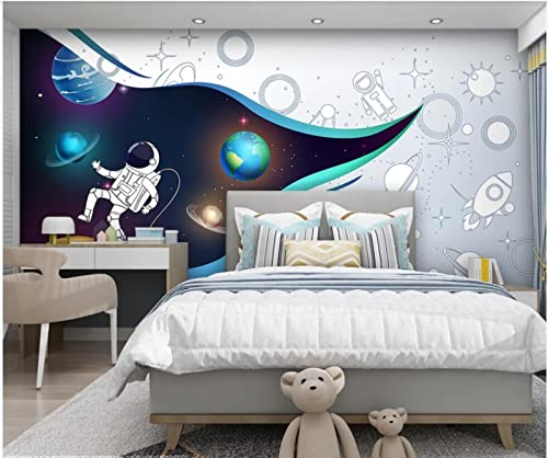 GDPOOTREE Benutzerdefinierte Foto 3D Tapete Sternenhimmel Weltraum Astronaut Kinder Cartoon Kinder Zimmer Wohnkultur Tapete 350Cm*245Cm von GDPOOTREE