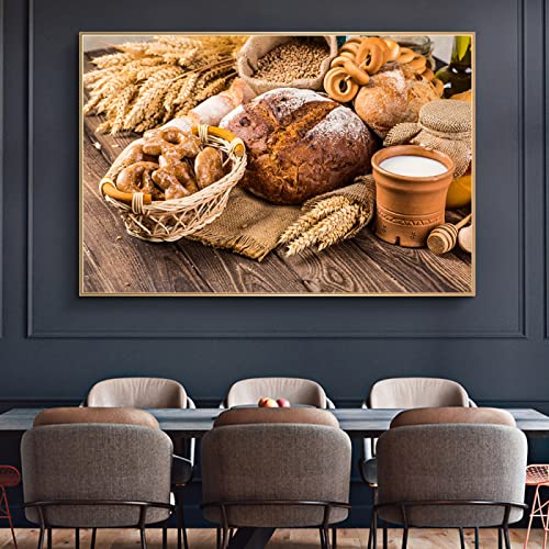 GDPOOTREE Bread Milk Kitchen Theme Canvas Paintings On The Wall Art Posters And Prints Modern Art Picture For Kitchen Room Wall Decoration 60x90cm Kein Rahmen von GDPOOTREE