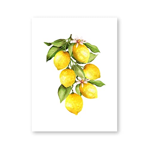 GDPOOTREE Gelbe Frucht Zitrone Aquarell Malerei Kunstdrucke Küche Wand Dekorative Bilder Zitruspflanzen Gemüse Leinwand Poster 40X50Cm No Frame von GDPOOTREE