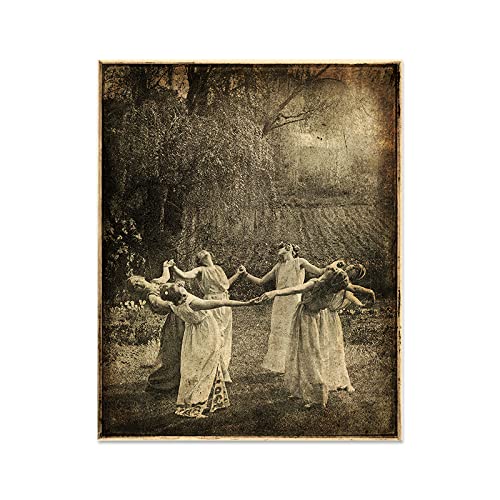 GDPOOTREE Tanzen Vintage Leinwandmalerei Wandkunstdruck Ritual Kreis Tanz Fotoposter 60X90Cm No Frame von GDPOOTREE
