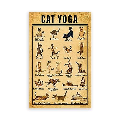 Vintage Yoga Wandbilder Drucke Poster Yoga Katze Kunst Leinwandmalerei Yoga Liebhaber Geschenk Wanddekoration 50X70Cm No Frame von GDPOOTREE