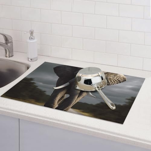 3D-Abtropfmatte mit Elefantenmotiv für Küchentheke, saugfähige Mikrofaser, wendbar, waschbar, Abtropfgestell, 45,7 x 61 cm, für Zuhause, Küche, Esszimmer, Büro 3D-Abtropfmatte mit Elefantenmotiv für Küchentheke, saugfähige Mikrofaser, wendbar, waschbar, Abtropfgestell, 45,7 x 61 cm, für Zuhause, Küche, Esszimmer, Büro von GDSHJKLW