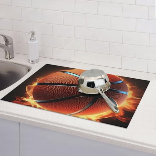 3D-Basketball-Abtropfmatten für Küchentheke, saugfähige Mikrofaser, wendbar, waschbar, Abtropfgestell, 45,7 x 61 cm, für Zuhause, Küche, Esszimmer, Büro 3D-Basketball-Abtropfmatten für Küchentheke, saugfähige Mikrofaser, wendbar, waschbar, Abtropfgestell, 45,7 x 61 cm, für Zuhause, Küche, Esszimmer, Büro von GDSHJKLW
