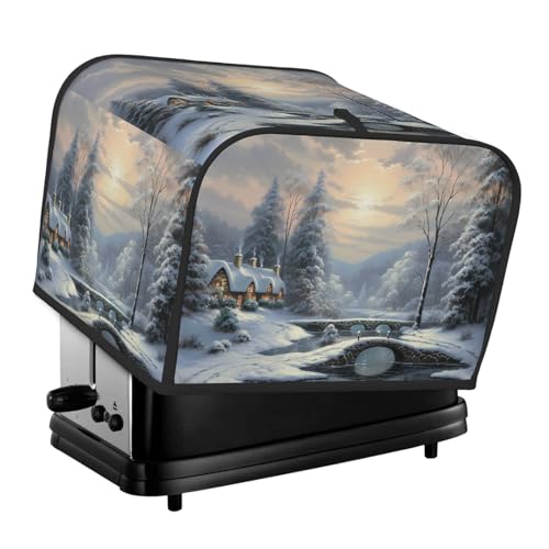 4-Scheiben-Toaster-Abdeckungen, gesteppte Abdeckung für Brot, kleine Geräte, mit Griff, Winter-Schneeszene, Toaster, Staubschutz für Zuhause, Tisch, Küche, Dekoration von GDSHJKLW