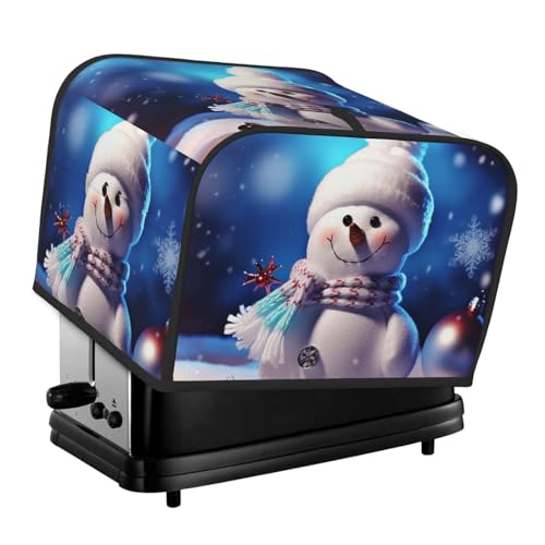4 Scheiben-Toaster-Abdeckungen, gesteppte Brotback-Abdeckung mit Griff, Frohe Weihnachten, Schneemann, Toaster, Staubschutz für Zuhause, Tisch, Küche, Dekoration von GDSHJKLW