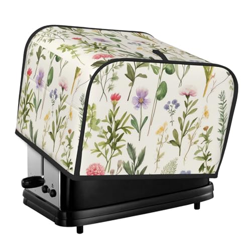 4 Scheiben Toaster-Abdeckungen, gesteppte Brotback-Abdeckung mit Griff, Jahreszeit, Aquarell von Kräutern, Blumen, Toaster, Staubschutz für Zuhause, Tisch, Küche, Dekoration 4 Scheiben Toaster-Abdeckungen, gesteppte Brotback-Abdeckung mit Griff, Jahreszeit, Aquarell von Kräutern, Blumen, Toaster, Staubschutz für Zuhause, Tisch, Küche, Dekoration von GDSHJKLW