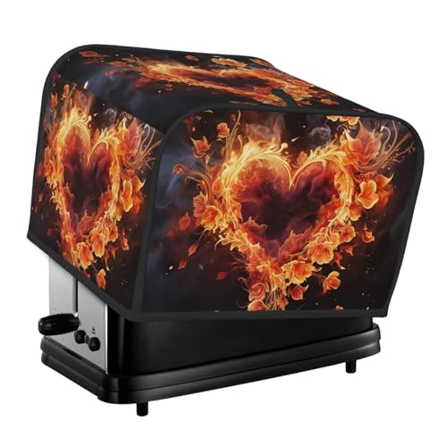 4 Scheiben Toaster-Abdeckungen, gesteppte Brotbackmaschinen-Abdeckung, kleine Geräteabdeckungen mit Griff, Feuerblumen und Herz, Toaster, Staubschutz für Zuhause, Tisch, Küche, Dekor von GDSHJKLW